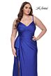 La Femme 31309 Surplice V-Neckline Lace Illusion Back Plus Size Dress
