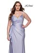 La Femme 31309 Surplice V-Neckline Lace Illusion Back Plus Size Dress