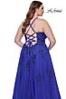 La Femme 31378 Deep V-Neckline Lace Embellished Plus Size Dress