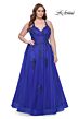 La Femme 31378 Deep V-Neckline Lace Embellished Plus Size Dress