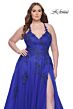 La Femme 31378 Deep V-Neckline Lace Embellished Plus Size Dress