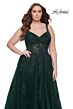 La Femme 31383 Lace-Embellished Ruched V-Neckline Plus Size Dress