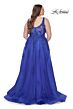 La Femme 31383 Lace-Embellished Ruched V-Neckline Plus Size Dress