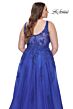 La Femme 31383 Lace-Embellished Ruched V-Neckline Plus Size Dress