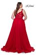 La Femme 31394 Plunging V-Neckline Illusion Bodice Plus Size Dress