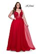 La Femme 31394 Plunging V-Neckline Illusion Bodice Plus Size Dress