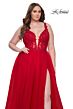 La Femme 31394 Plunging V-Neckline Illusion Bodice Plus Size Dress