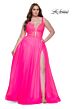 La Femme 31394 Plunging V-Neckline Illusion Bodice Plus Size Dress