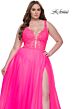 La Femme 31394 Plunging V-Neckline Illusion Bodice Plus Size Dress