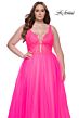 La Femme 31394 Plunging V-Neckline Illusion Bodice Plus Size Dress