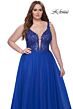 La Femme 31394 Plunging V-Neckline Illusion Bodice Plus Size Dress