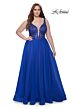 La Femme 31394 Plunging V-Neckline Illusion Bodice Plus Size Dress