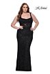 La Femme 31535 Soft Scoop Neckline Lace Illusion Rear Plus Size Dress