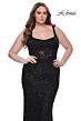 La Femme 31535 Soft Scoop Neckline Lace Illusion Rear Plus Size Dress