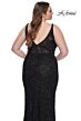 La Femme 31535 Soft Scoop Neckline Lace Illusion Rear Plus Size Dress