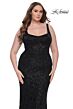 La Femme 31535 Soft Scoop Neckline Lace Illusion Rear Plus Size Dress