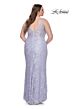 La Femme 31535 Soft Scoop Neckline Lace Illusion Rear Plus Size Dress
