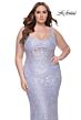 La Femme 31535 Soft Scoop Neckline Lace Illusion Rear Plus Size Dress