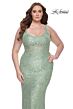 La Femme 31535 Soft Scoop Neckline Lace Illusion Rear Plus Size Dress