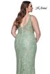 La Femme 31535 Soft Scoop Neckline Lace Illusion Rear Plus Size Dress