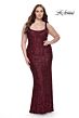 La Femme 31630 Slight Scoop Neckline Mid-Rise V-Back Plus Size Dress