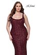 La Femme 31630 Slight Scoop Neckline Mid-Rise V-Back Plus Size Dress