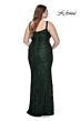 La Femme 31982 Beaded Lace Applique Deep V-Neckline Plus Size Dress