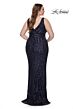 La Femme 32016 Deep V-Neckline Banded Waist Plus Size Dress