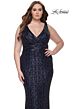 La Femme 32016 Deep V-Neckline Banded Waist Plus Size Dress