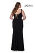 La Femme 32190 Notched Neckline Exposed Lace-Up Back Plus Size Dress