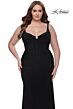 La Femme 32190 Notched Neckline Exposed Lace-Up Back Plus Size Dress