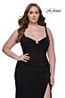 La Femme 32190 Notched Neckline Exposed Lace-Up Back Plus Size Dress