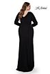 La Femme 32191 Long Sleeves Ruched Crisscross Bodice Plus Size Dress