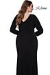 La Femme 32191 Long Sleeves Ruched Crisscross Bodice Plus Size Dress