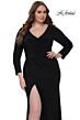 La Femme 32191 Long Sleeves Ruched Crisscross Bodice Plus Size Dress