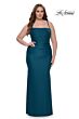 La Femme 32195 Straight Neckline Lace-Up Back Plus Size Dress