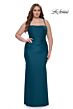 La Femme 32195 Straight Neckline Lace-Up Back Plus Size Dress