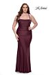 La Femme 32195 Straight Neckline Lace-Up Back Plus Size Dress