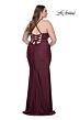 La Femme 32195 Straight Neckline Lace-Up Back Plus Size Dress