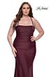 La Femme 32195 Straight Neckline Lace-Up Back Plus Size Dress