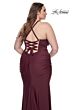 La Femme 32195 Straight Neckline Lace-Up Back Plus Size Dress