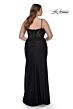 La Femme 32226 Illusion Lace Bodice Deep V-Neckline Plus Size Dress