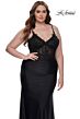 La Femme 32226 Illusion Lace Bodice Deep V-Neckline Plus Size Dress