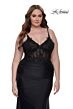 La Femme 32226 Illusion Lace Bodice Deep V-Neckline Plus Size Dress