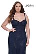 La Femme 32243 Rhinestone Fishnet Corset-Style Bodice Plus Size Dress