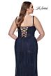 La Femme 32243 Rhinestone Fishnet Corset-Style Bodice Plus Size Dress
