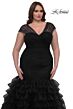 La Femme 32389 Cap Sleeve Illusion V-Neck Plus Size Dress