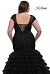 La Femme 32389 Cap Sleeve Illusion V-Neck Plus Size Dress