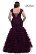 La Femme 32389 Cap Sleeve Illusion V-Neck Plus Size Dress