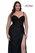 La Femme 32449 Corset Bodice High Slit Plus Size Dress